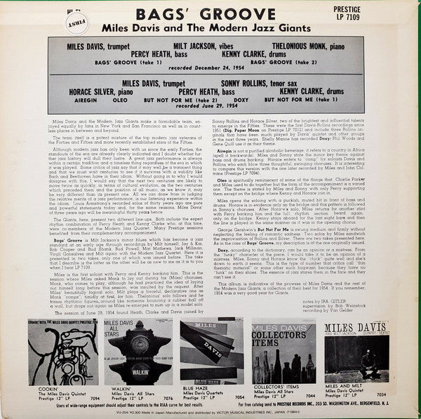 Miles Davis - Bags Groove (LP, Album, Mono, RE)