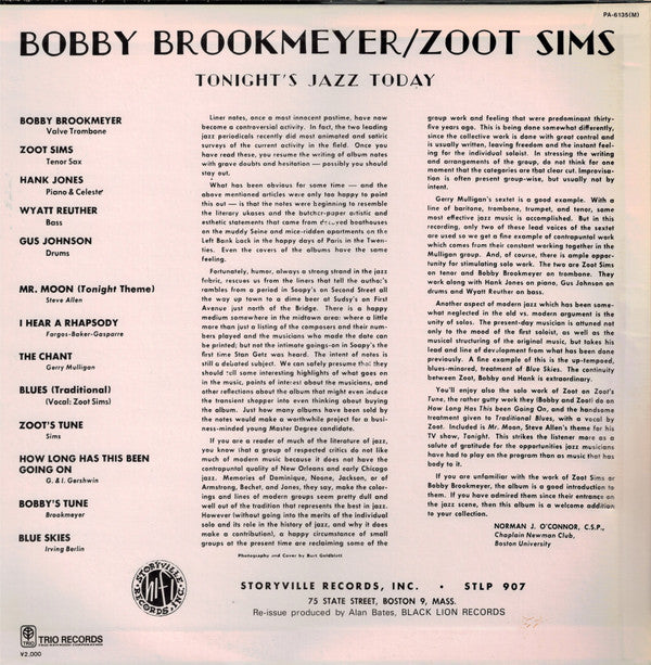 Zoot Sims And Bob Brookmeyer - Tonite's Music Today (LP, Album, RE)
