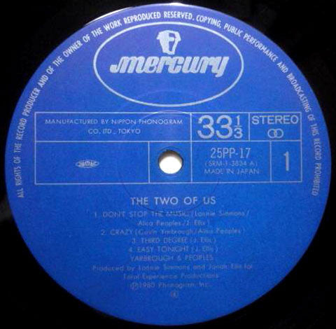 Yarbrough & Peoples - The Two Of Us (LP, Album)