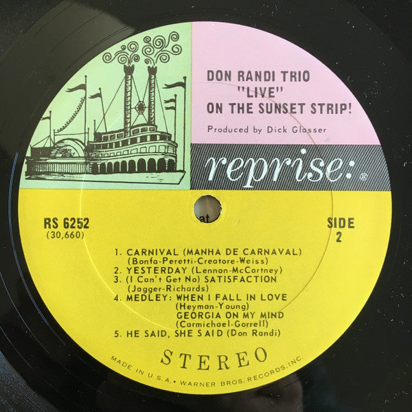 Don Randi Trio - ""Live"" On The Sunset Strip! (LP, Album)