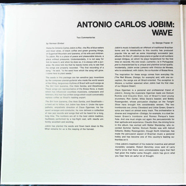 Antonio Carlos Jobim - Wave (LP, Album)