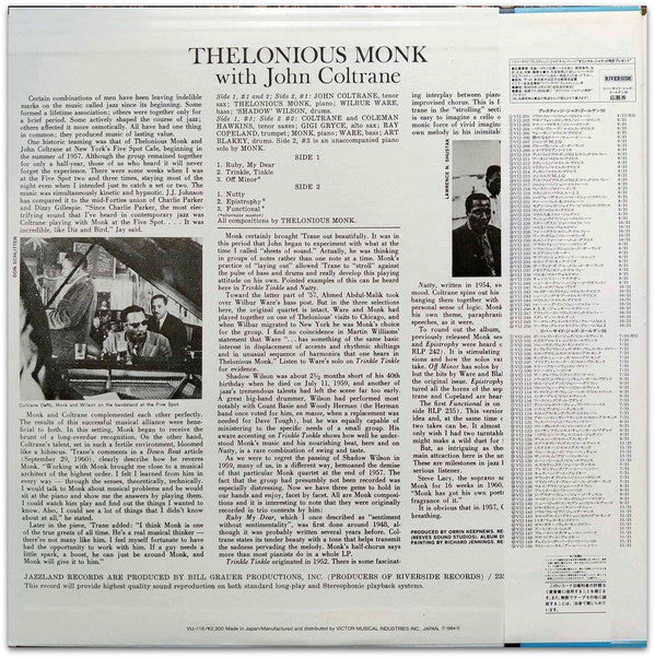 Thelonious Monk - Thelonious Monk With John Coltrane(LP, Album, Mon...