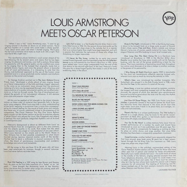 Louis Armstrong - Louis Armstrong Meets Oscar Peterson(LP, Album, RE)