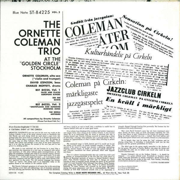 The Ornette Coleman Trio - At The ""Golden Circle"" Stockholm - Vol...