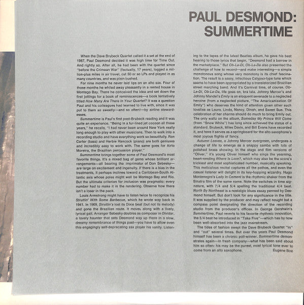 Paul Desmond - Summertime (LP, Album, Ltd, RE)