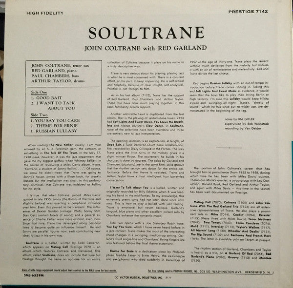 John Coltrane - Soultrane (LP, Album, Mono, RE)