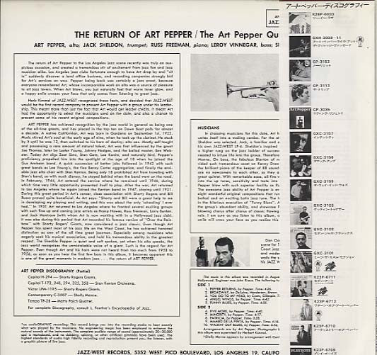 Art Pepper - The Return Of Art Pepper (LP, Album, Mono, RE)