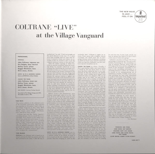 Coltrane* - ""Live"" At The Village Vanguard (LP, Album, RE, Gat)