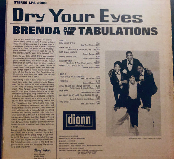 Brenda & The Tabulations - Dry Your Eyes (LP, Album)