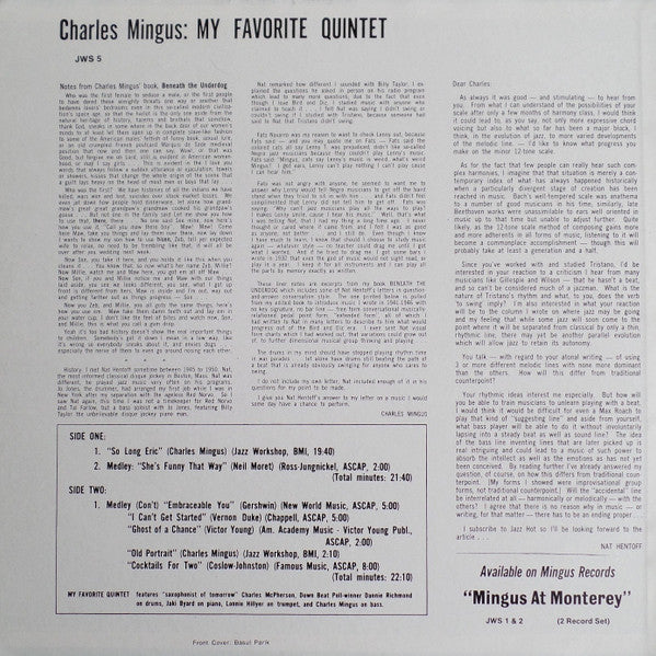 Charles Mingus - My Favorite Quintet (LP, Album, RE)
