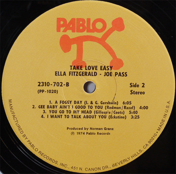 Ella Fitzgerald & Joe Pass - Take Love Easy (LP, Album)