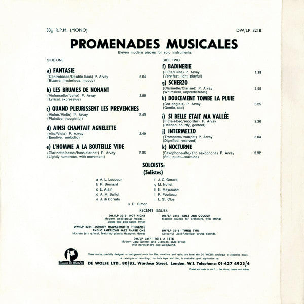 Pierre Arvay - Promenades Musicales (LP, Mono)