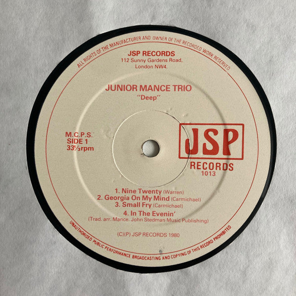 Junior Mance Trio - Deep (LP, Album)