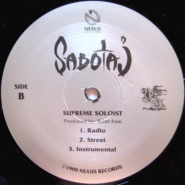 Sabotaj - Rhymes Adventurous / Supreme Soloist (12"")