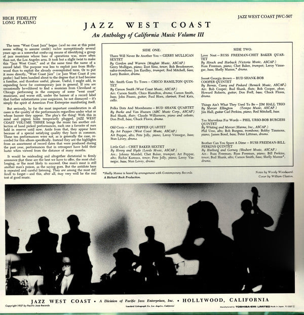 Various - Jazz West Coast Vol. 3 (LP, Comp, Mono, RE)
