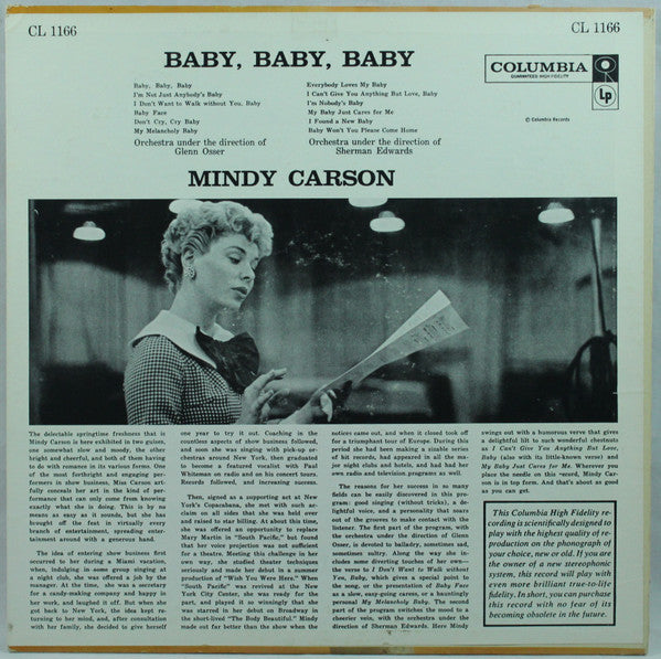 Mindy Carson - Baby, Baby, Baby (LP, Album, Mono)