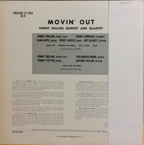 Sonny Rollins - Moving Out (LP, Album, Mono, RE)