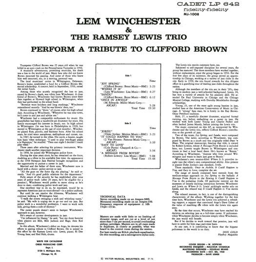 Lem Winchester - Perform A Tribute To Clifford Brown(LP, Album, RE)