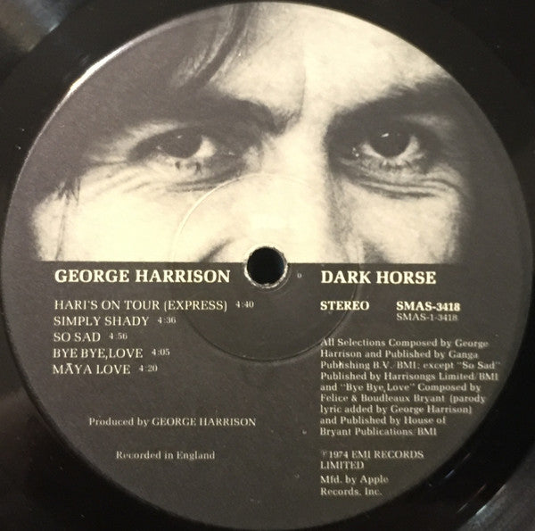 George Harrison - Dark Horse (LP, Album, Bla)
