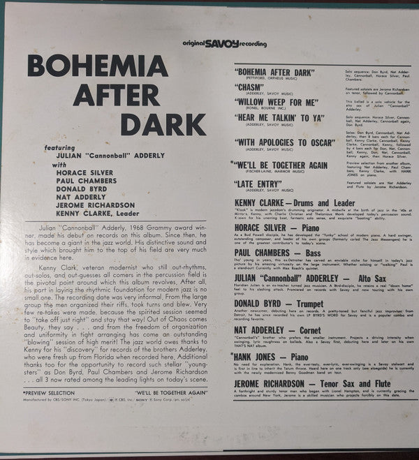 Cannonball Adderley - Bohemia After Dark(LP, Album, Mono, RE)