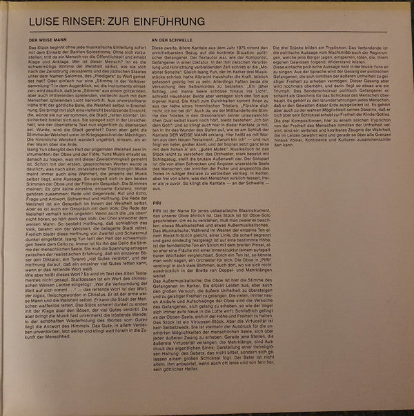 Isang Yun - 2 Kantaten / Piri Für Oboe Solo (LP, Comp)