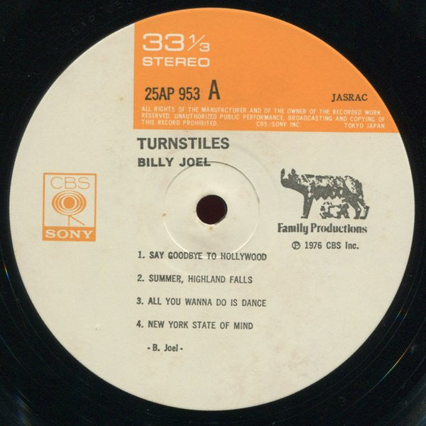 Billy Joel - Turnstiles (LP, Album, RE)