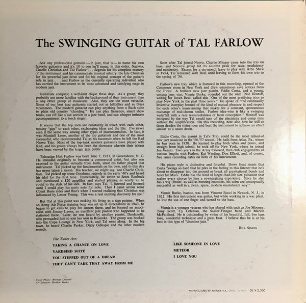 Tal Farlow - The Swinging Guitar Of Tal Farlow (LP, Album, Mono, RE)