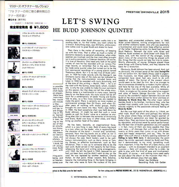 The Budd Johnson Quintet - Let's Swing (LP, Album, RE)