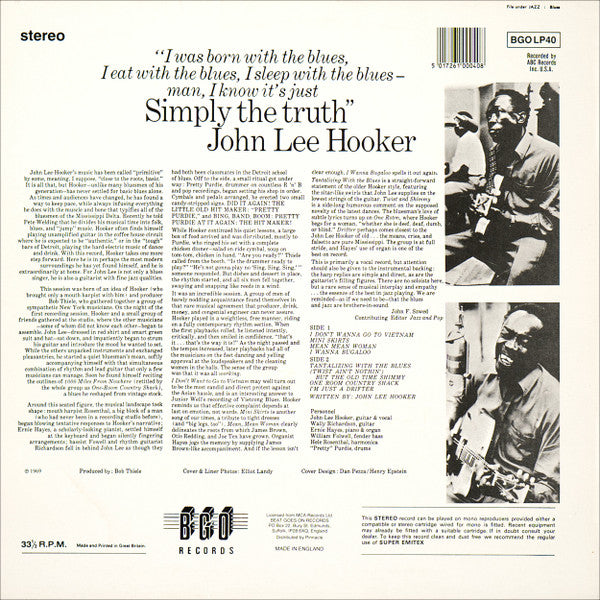 John Lee Hooker - Simply The Truth (LP, Album, RE)