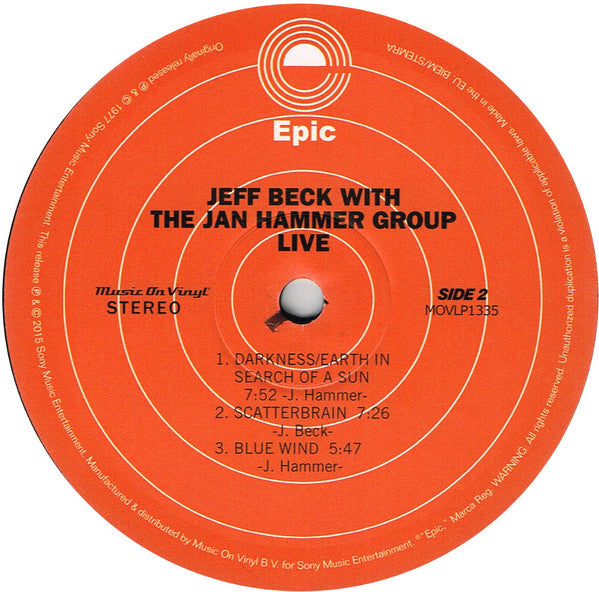 Jeff Beck With The Jan Hammer Group - Live (LP, Album, RE)