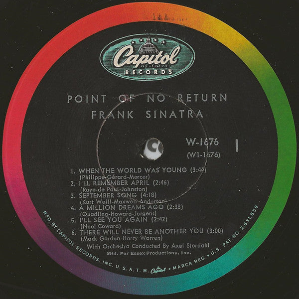 Frank Sinatra - Point Of No Return (LP, Album, Mono, Scr)