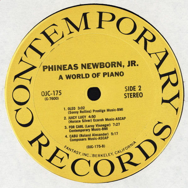 Phineas Newborn Jr. - A World Of Piano! (LP, Album, RE)