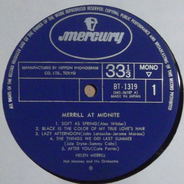 Helen Merrill - Merrill At Midnight (LP, Album, Mono, Ltd, RE)