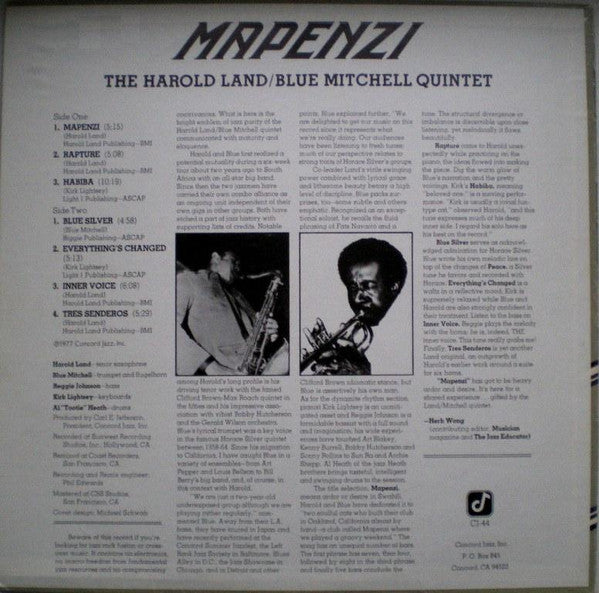 The Harold Land / Blue Mitchell Quintet - Mapenzi (LP, Album)