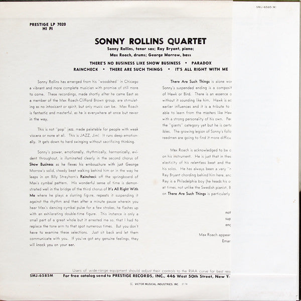 Sonny Rollins - Worktime  (LP, Album, Mono, RE)