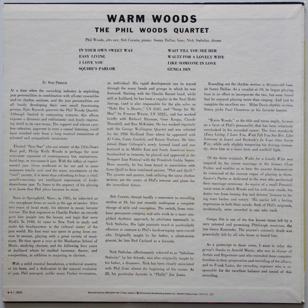 The Phil Woods Quartet - Warm Woods (LP, Album, Mono, RE)