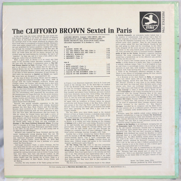 Clifford Brown Sextet - The Clifford Brown Sextet In Paris(LP, Comp...