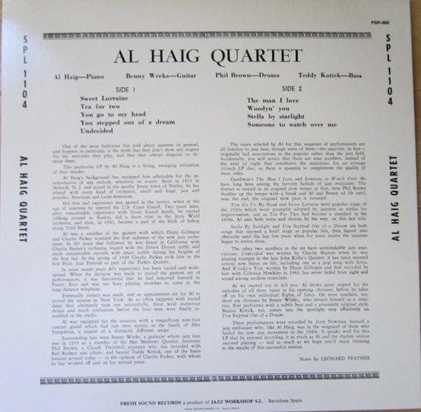 Al Haig Quartet - Al Haig Quartet (LP, Album, RE)