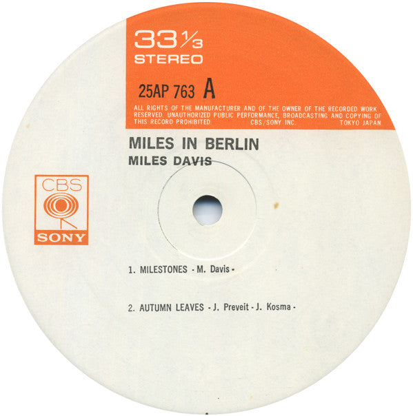 Miles Davis - Miles In Berlin (LP, Album, RE)