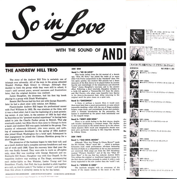 Andrew Hill - So In Love (LP, Album, RE)