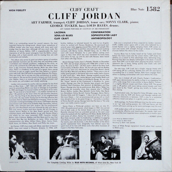 Cliff Jordan* - Cliff Craft (LP, Album, Mono, RE)