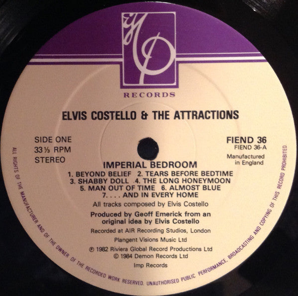 Elvis Costello And The Attractions* - Imperial Bedroom (LP, Album, RE)