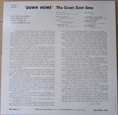 Zoot Sims - Down Home (LP, Album, RE)