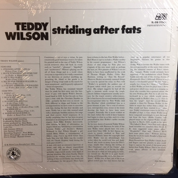 Teddy Wilson - Striding After Fats (LP, Album, RP, Bla)