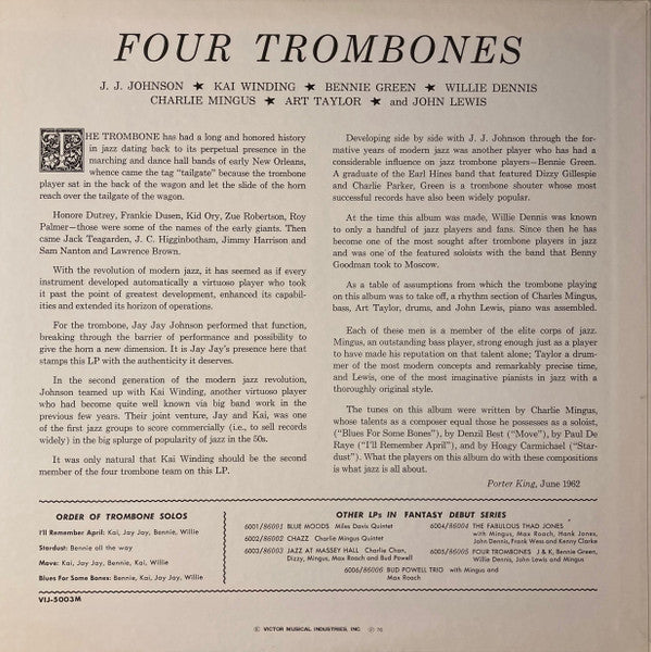 The Four Trombones - Four Trombones Vol. 1(LP, Album, Mono, Ltd, RE)