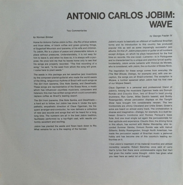 Antonio Carlos Jobim - Wave (LP, Album, Ltd, RE)