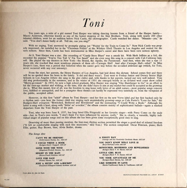 Toni Harper - Toni (LP, Album, Mono)