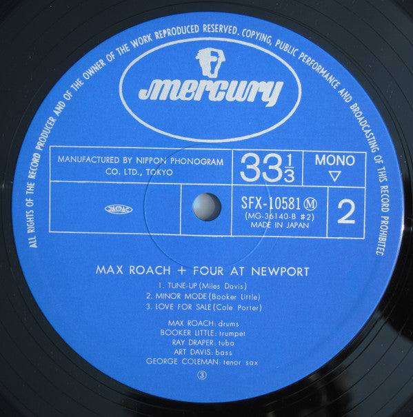 Max Roach + 4* - Max Roach + 4 At Newport (LP, Album, Mono, RE)