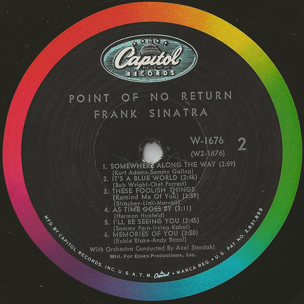 Frank Sinatra - Point Of No Return (LP, Album, Mono, Scr)