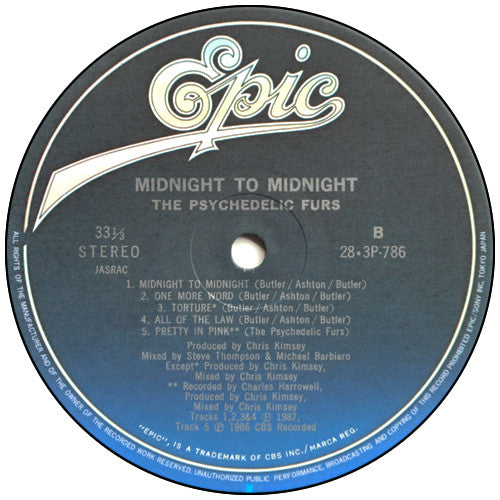 Psychedelic Furs* - Midnight To Midnight (LP, Album)